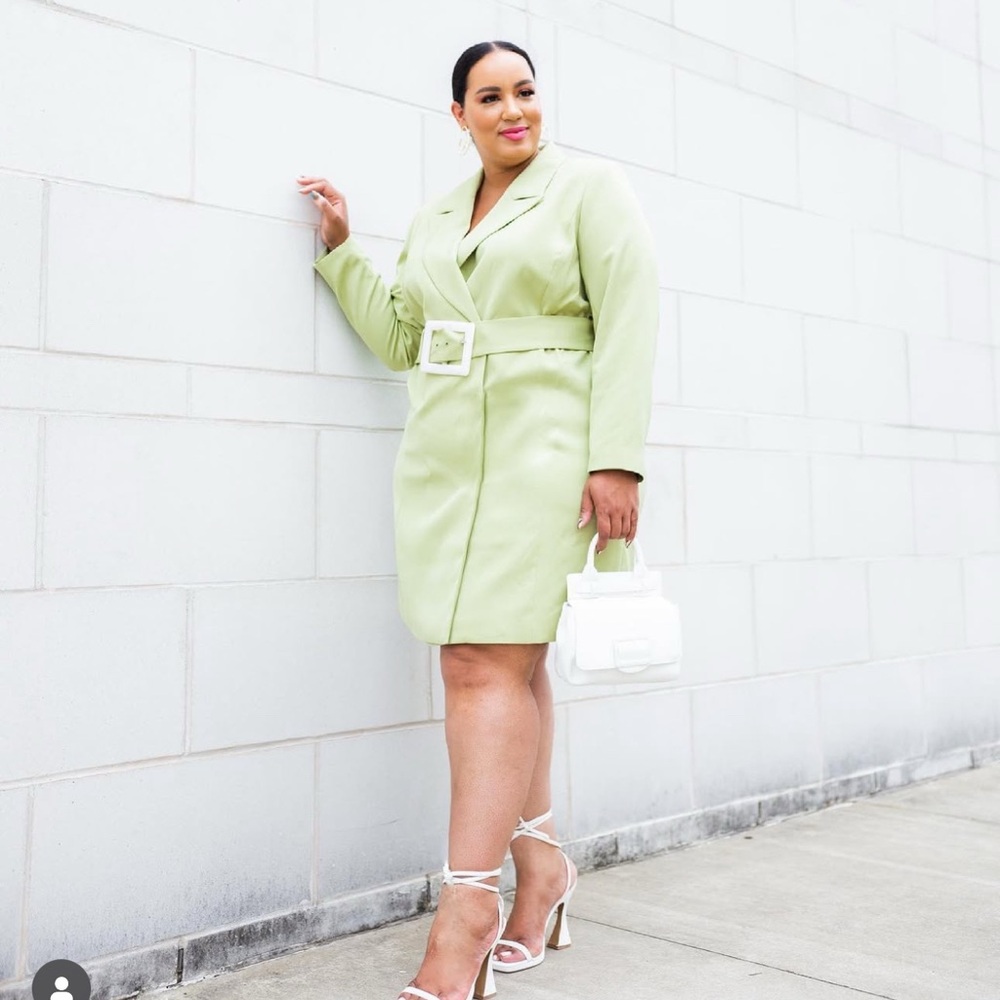 Eloquii Light Green Belted Trench Dress